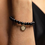 14k Onyx Bracelet with St. Christopher Charm - 8mm