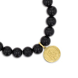 14k Onyx Bracelet with St. Christopher Charm - 8mm