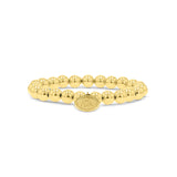 14k Yellow Gold Beaded Bracelet with St. Christopher Charm - 8mm