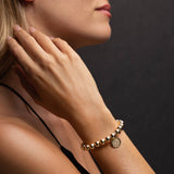 14k Yellow Gold Beaded Bracelet with St. Christopher Charm - 6mm