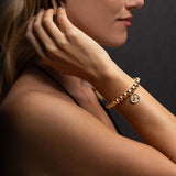 14k Yellow Gold Beaded Bracelet with Guardian Angel Charm - 6mm