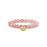 14k Rose Quartz Bracelet with St. Christopher Charm - 8mm