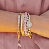14k Rose Quartz Bracelet with St. Christopher Charm - 8mm