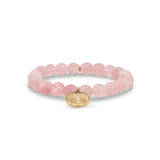14k Rose Quartz Bracelet with Guardian Angel Charm - 8mm