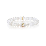14k White Mix Gemstone Beaded Bracelet with Diamond Rondelle - 8mm