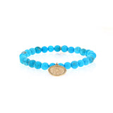 14k Sleeping Beauty Turquoise Bracelet with St. Christopher Charm - 6mm