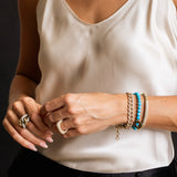 Gold Diamond Bar Bali Bead Bracelet