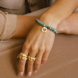 14k Emerald Bracelet with Open Heart Charm - 7mm
