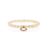 14k Bone Bracelet with Open Heart Charm - 8mm