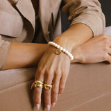 14k Bone Bracelet with Open Heart Charm - 8mm
