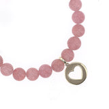 14k Rose Quartz Bracelet with Open Heart Charm - 8mm