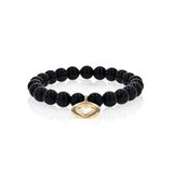 14k Onyx Bracelet with Open Heart Charm - 8mm
