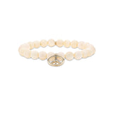 14k Bone Bracelet with Peace Sign Charm - 8mm