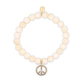 14k Bone Bracelet with Peace Sign Charm - 8mm