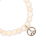 14k Bone Bracelet with Peace Sign Charm - 8mm