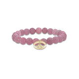 14k Rose Quartz Bracelet with Peace Sign Charm - 8mm