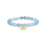 14k Aquamarine Bracelet with Peace Sign Charm - 6mm