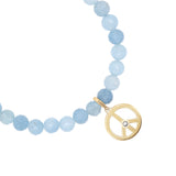 14k Aquamarine Bracelet with Peace Sign Charm - 6mm