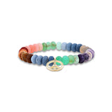14k Rainbow Opal Mix Bracelet with Peace Sign Charm - 8mm
