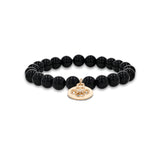 14k Onyx Bracelet with Cut Out Clover Charm - 8mm
