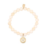 14k Bone Bracelet with Open Clover Charm - 8mm