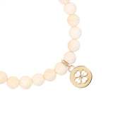14k Bone Bracelet with Open Clover Charm - 8mm