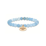 14k Aquamarine Bracelet with Open Clover Charm - 6mm