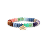 14k Rainbow Opal Mix Bracelet with Open Clover Charm - 8mm