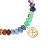 14k Rainbow Opal Mix Bracelet with Open Clover Charm - 8mm