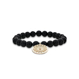 14k Onyx Bracelet with Daisy Charm - 8mm