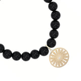 14k Onyx Bracelet with Daisy Charm - 8mm