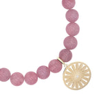 14k Rose Quartz Bracelet with Daisy Charm - 8mm