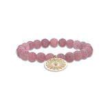 14k Rose Quartz Bracelet with Daisy Charm - 8mm