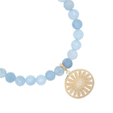 14k Aquamarine Bracelet with Daisy Charm - 6mm