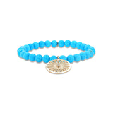 14k Sleeping Beauty Turquoise Bracelet with Daisy Charm - 6mm