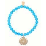 14k Sleeping Beauty Turquoise Bracelet with Daisy Charm - 6mm