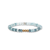 14k Ombre Aquamarine Mini Bracelet with 3 Round Diamond beads - 5mm