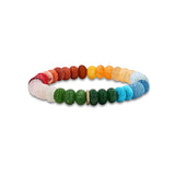 14k Rainbow Quartz Mix Bracelet with Diamond Rondelle - 7-8mm