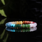 14k Rainbow Quartz Mix Bracelet with Diamond Rondelle - 7-8mm