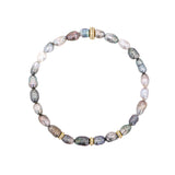 14k Tahitian Keshi Pearl Bracelet with 3 Diamond Rondelles