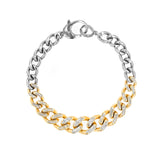 14K Gold Diamond & Silver Tapered Curb Chain Bracelet