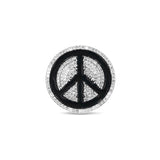 Black Enamel and Diamond Peace Sign Brooch