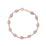 14k Rose Gold Rope Bracelet with Diamond Pill Shaped Beads