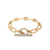 14K Gold Gwyneth Link Diamond and Sapphire Toggle Bracelet