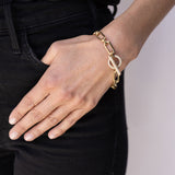 14K Gold Gwyneth Link Bracelet with Pave & Sapphire Toggle