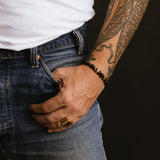 Men's Mr. LOWE Tri Color Tiger's Eye Bracelet with 14k Gold Rondelle - 8mm