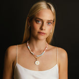 14k St. Christopher "Protect Us" Diamond & White Enamel Pendant Only or on Franco Chain 18"