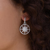 Diamond Huggies with Diamond Starburst Charm Earrings