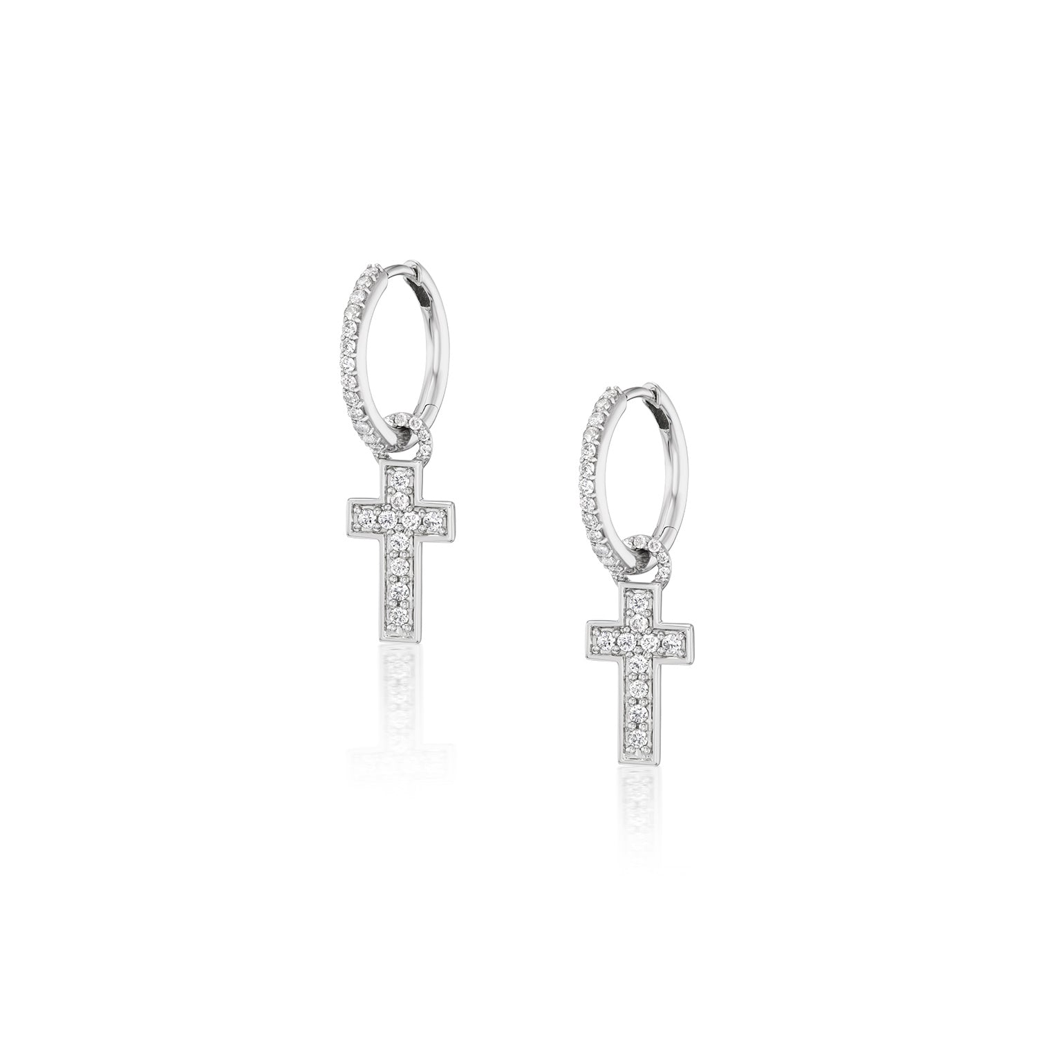 Diamond Cross Huggie Hoop Earrings – Sheryl Lowe - Main Image