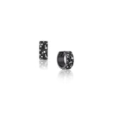 Black and White Cobblestone Diamond Cuff Huggie Earrings